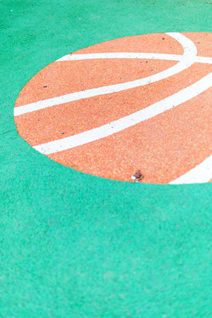 Abstract Outdoor Court Design with Bold Orange and Green Elementsの写真素材