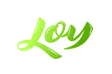 Vector illustration of Joy phrase. Brush lettering calligraphy for spring season. Green gradient with flares. EPS 10のイラスト素材
