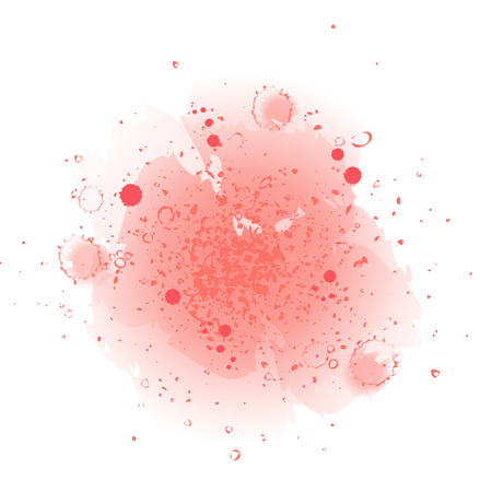 Vector watercolor background for greeting card, invitation, poster. Abstract coral spot with acrylic splashes. EPS 10のイラスト素材
