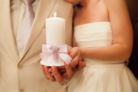 Wedding photograph of a young couple of lovers who are just married, are close to each other in harmony, love and happiness の写真素材