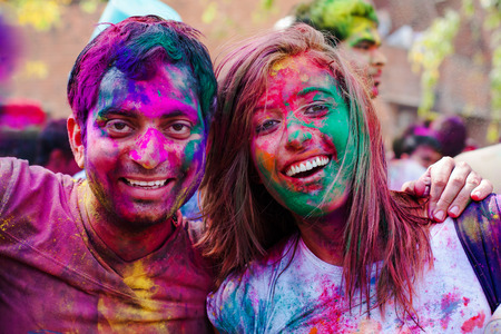Nehru University celebrate festival Holi on March 20, 2011 in Delhi, India. Holi is a spring festival celebrated as a festival of colours.のeditorial素材