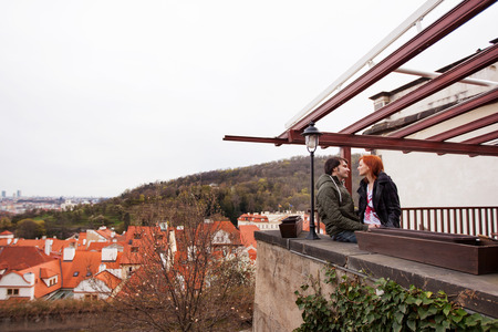 Young couple in love. Prague, Czech Republicの写真素材