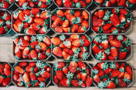 Fresh Strawberries at the Market. Color Toning. Food background