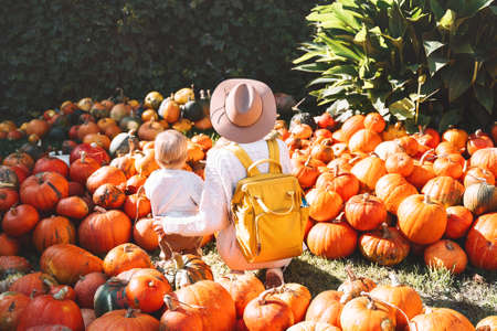 Modern mom balances between work and child home schooling on sick leave or quarantine. Mother works from home with kid. Woman responding on phone calls, working on computer with a toddler on her lap.の写真素材