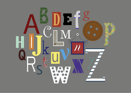 Alphabet on the grey background.のイラスト素材
