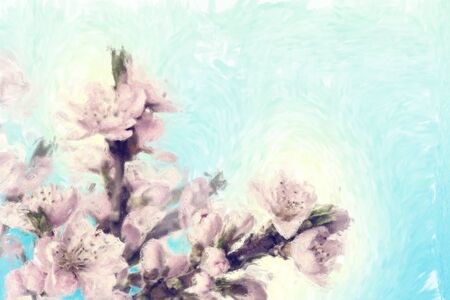 painted peach flowersの写真素材