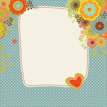 Vintage greeting card or invitation with colorful flowersのイラスト素材