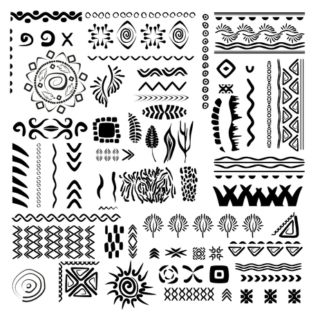 Hand-drawn vector set border line and design elementのイラスト素材