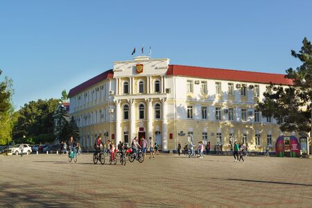 Gelendzhik, Krasnodar Krai, Russia - April 29.2017: the building of administration of municipal formation the city-resort of Gelendzhik on the Central square of the cityのeditorial素材