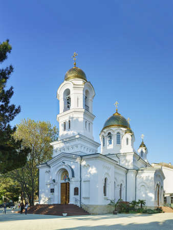 Gelendzhik, Krasnodar Krai, Russia - April 29.2017: Svyato-Voznesensky Cathedral of the Russian Orthodox Church of the Moscow Patriarchate diocese of Novorossiysk in Gelendzhikのeditorial素材