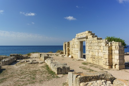 Ruins of ancient Greek Basilica of the VI-X centuries on the shores of the Black sea, Chersonese Tavricheskiyの写真素材
