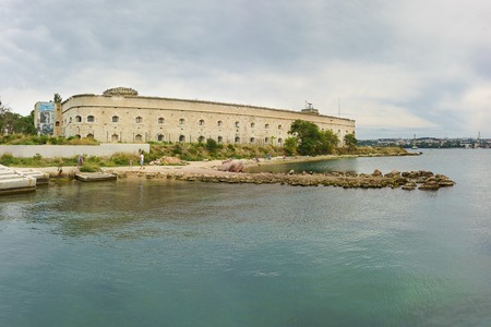 Russia, Crimea, Sevastopol - September 06.2017: Mikhaylovskaya coastal battery (Michael) is one of the 10 of fortifications on the coast of the city of Sevastopolのeditorial素材