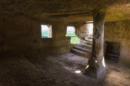 Chaush-Kobasa - basement rich Karaite estates of the medieval town-fortress Chufut-Kale. The XVII century. Bakhchysaray, Crimea, Russiaのeditorial素材