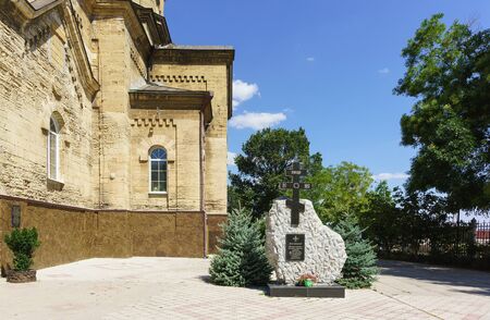 Evpatoria, Crimea, Russia-September 8, 2019: Memorial cross to the victims of the red terror of the...