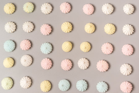 Sugar protein dessert in pastel colors on grayの写真素材