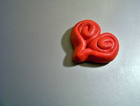 Handmade magnetized red heart の写真素材