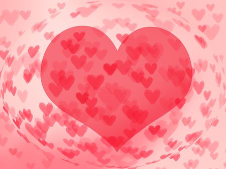 Big red heart surrounded by mini hearts