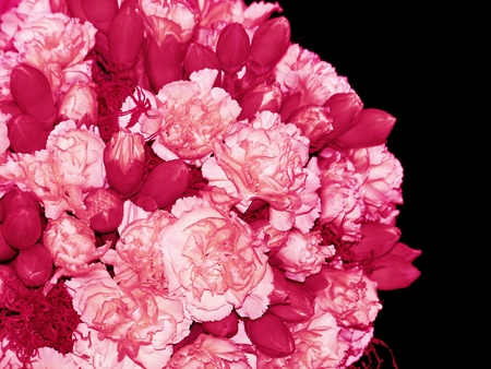 Valentines pink bunch of flowers on an spheric isolated bouquetの写真素材