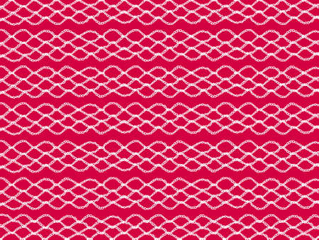 White crochet pattern isolated over red background