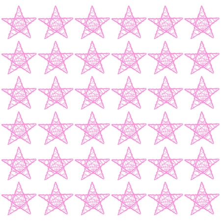 Light pink stars of five points pattern on a white squareの写真素材