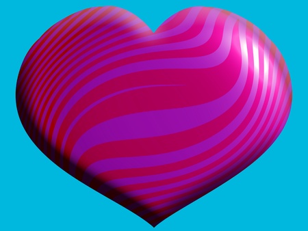 Pink love heart on turquoise backgroundの写真素材