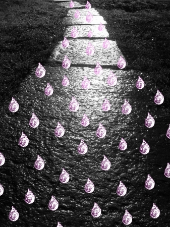 Emotional conceptual image,  suffering pathway with tears drops