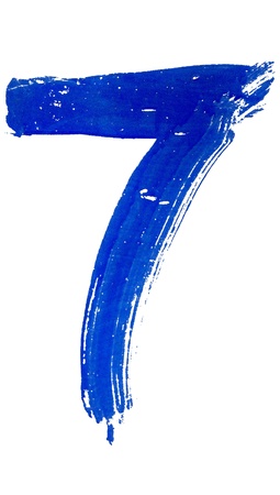 7 seven number in blue brush, good luck symbolの写真素材