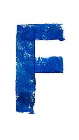 F alphabet letter in blue brushed typography on whiteの写真素材