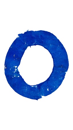 O letter painted in blue over whiteの写真素材