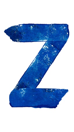 Z consonant in blue brush typographyの写真素材