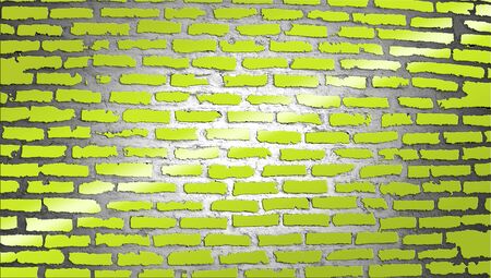 Yellowish light green bricks wall illustrationの写真素材