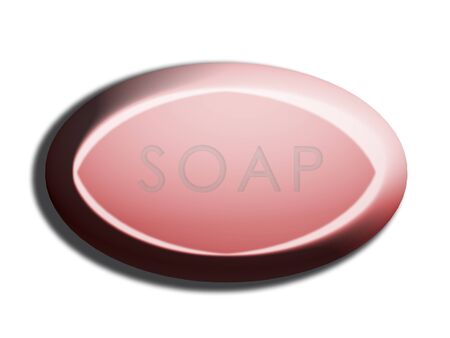 Pink oval soap illustration isolated on whiteの写真素材