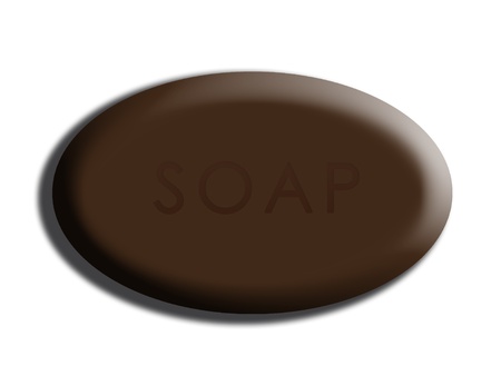 Dark coffee exfoliant soap illustration isolated on whiteの写真素材