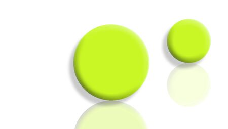Tennis balls in perspective reflected on white backgroundの写真素材