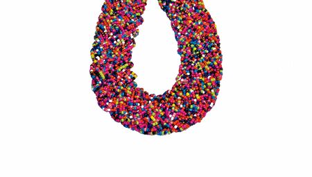 Colorful small beads short necklace curve isolated on white background