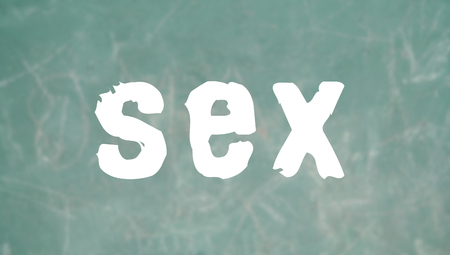 Sex word on sexual education class green blackboardの写真素材