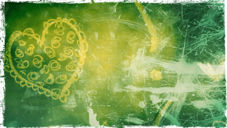 Grunge green abstract background with heart drawの写真素材