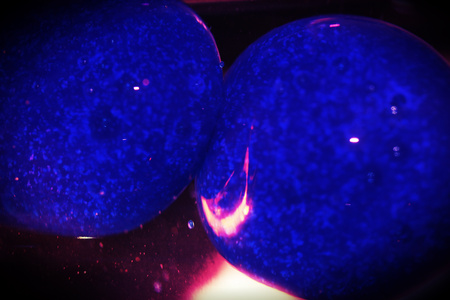 Couple of blue water drops close upの写真素材