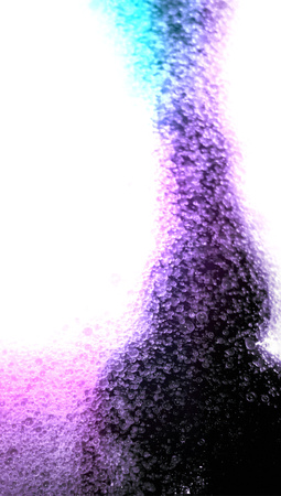 Descendant funnel of water bubbles on white background
