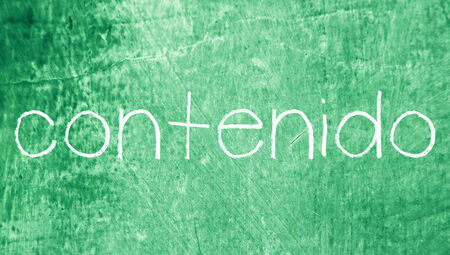 Content spanish word on green grunge class board backgroundの写真素材