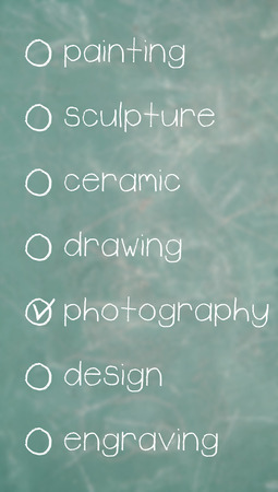 Photography option of artistic options words listの写真素材