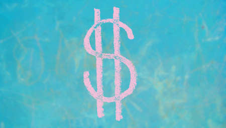 Dollar sign on economy chalkboardの写真素材