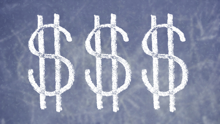 Three dollars signs of chalkの写真素材