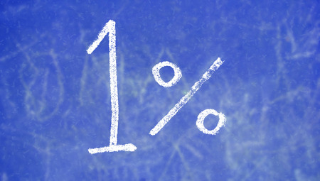 1 percent signs on blue chalk background