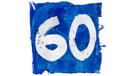 Number 60 of blue artistic paintbrushesの写真素材