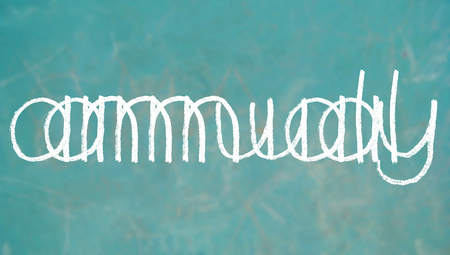 Annualy word repetition written with chalkの写真素材