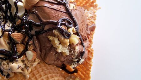 Chocolate ice cream close upの写真素材