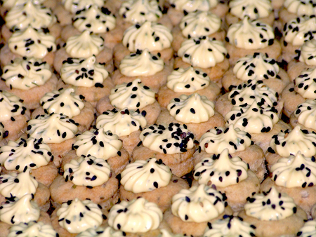 Creammy catering apetizers close up with seedsの写真素材