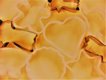 Cookies cooking kitchen molds shapes top viewの写真素材