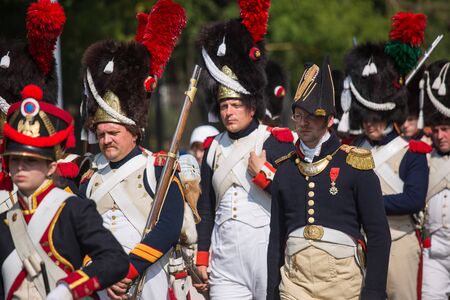 Borodino village, Moscow region/Russia - 02.09.2018: The reconstruction of the Battle of Borodino in 1812 between Russian and French forces.のeditorial素材